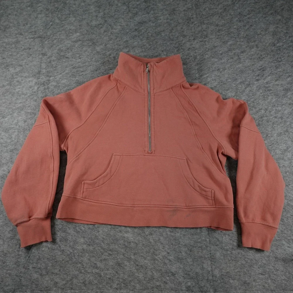 Lululemon Sweatshirt Womens M/L‎ Pink Scuba Oversized Funnel Neck 1/2 Zip